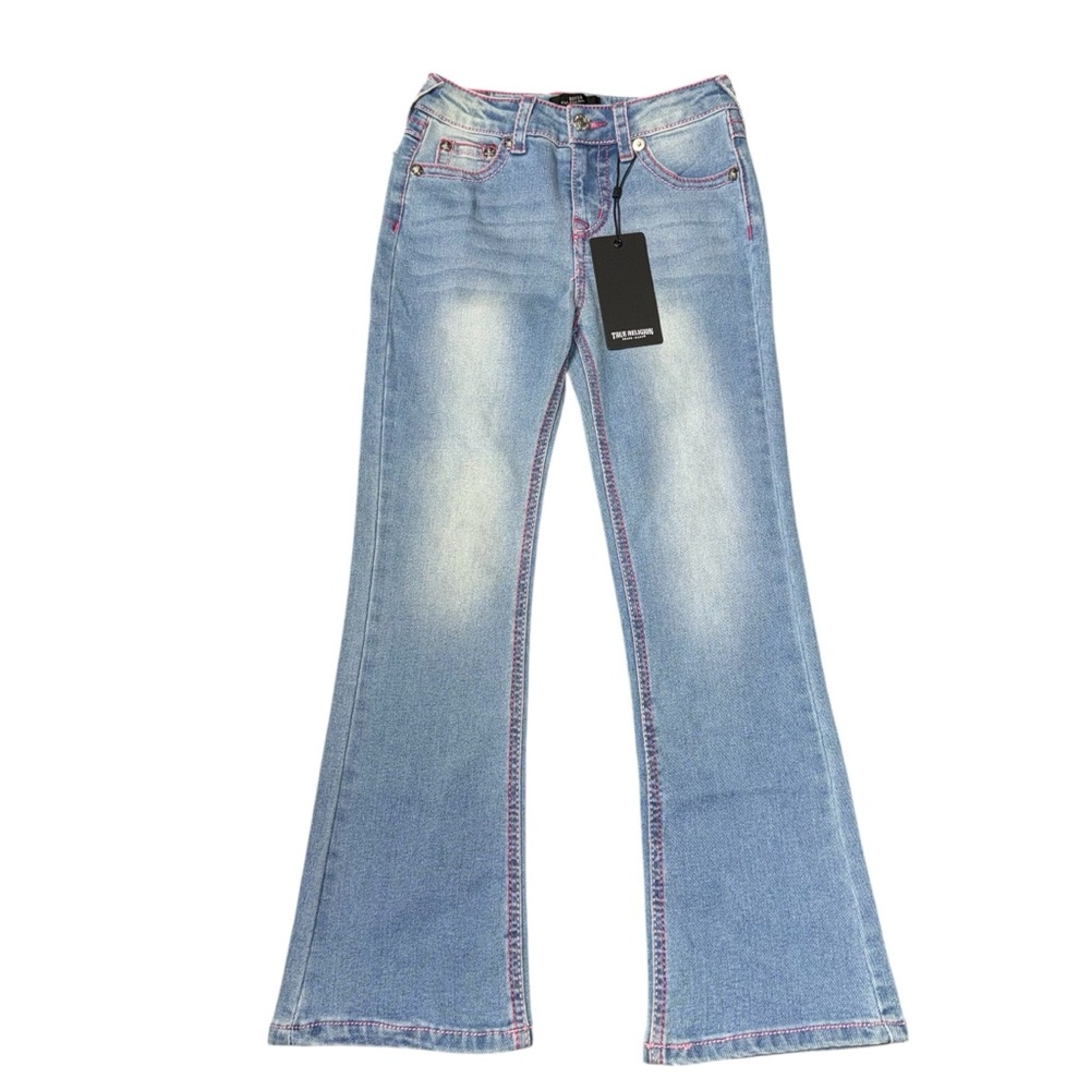 TRUE RELIGION Becca Girls High Rise Bootcut Jeans Sz 8 new nwt light blue pink